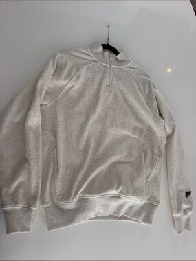 Fabletics Men's Heathered Cream Half-Zip Pullover